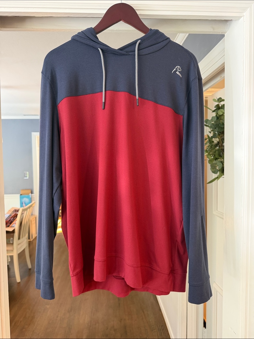 Men's Rhoback Two-Tone Hesi Hooded Long-Sleeve Shirt - Red & Navy